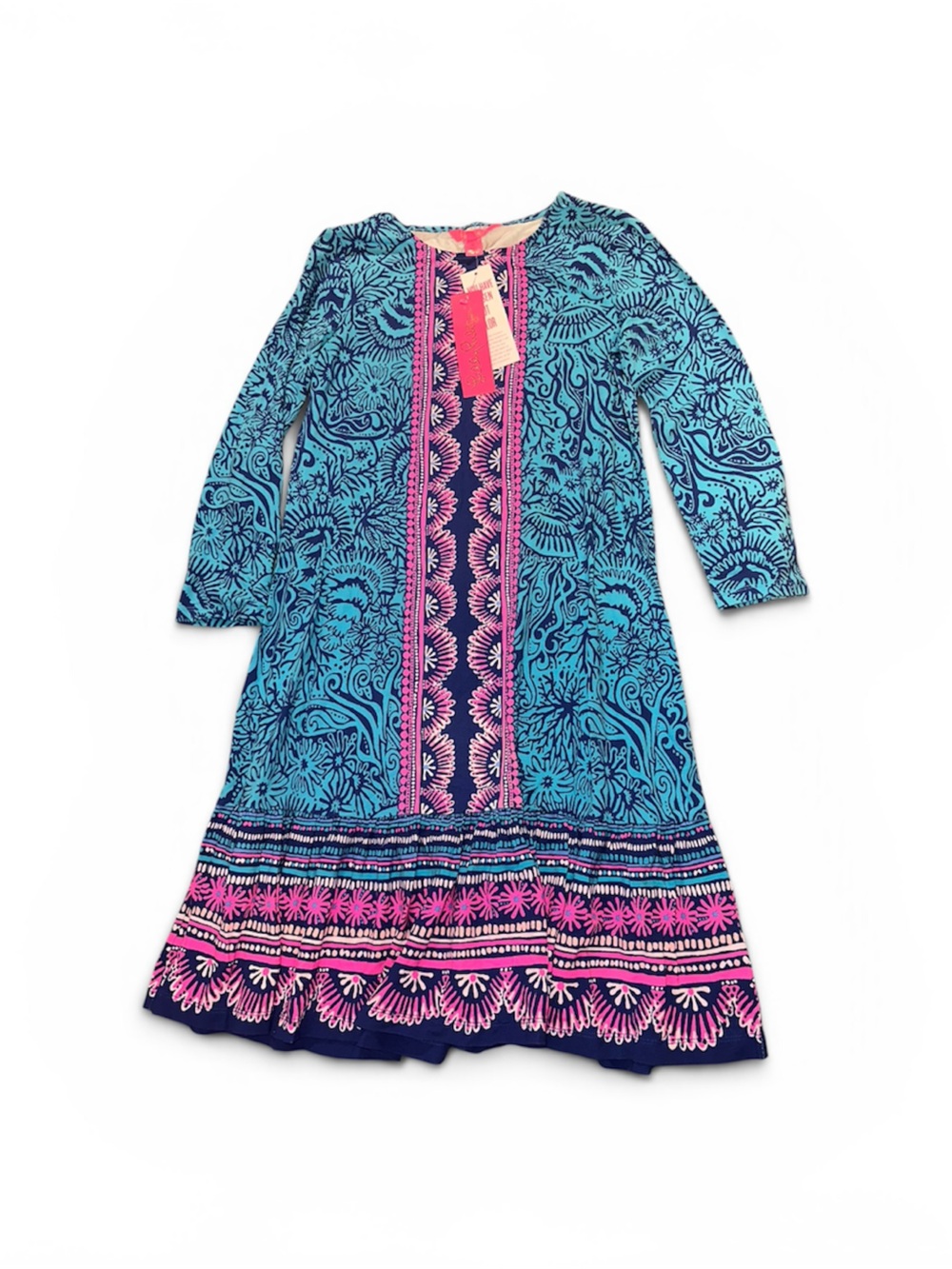 NWT Lilly Pulitzer Turquoise, Navy & Hot Pink Printed Dress